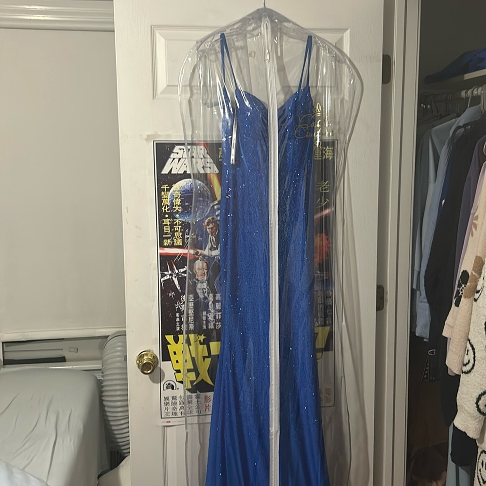 Sherri Hill Corset Blue Prom Dress